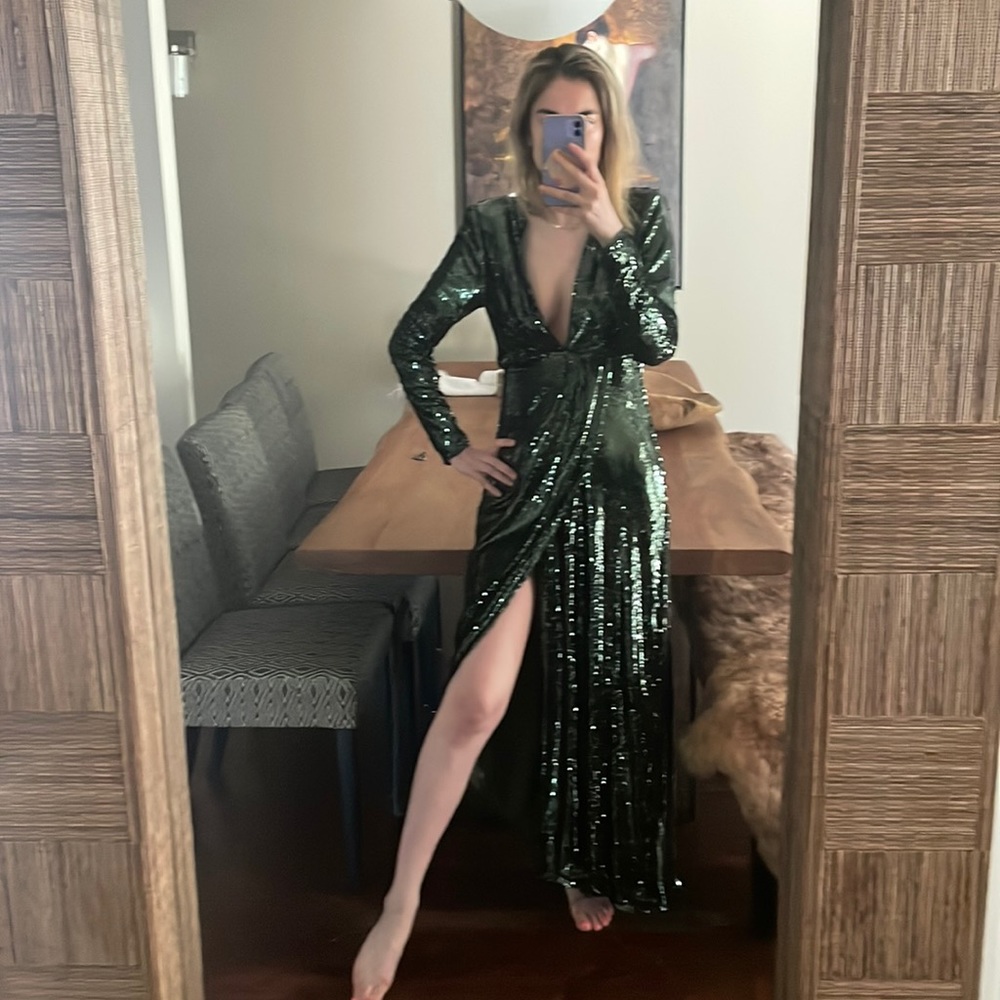 ASOS All sequin green goddess gown